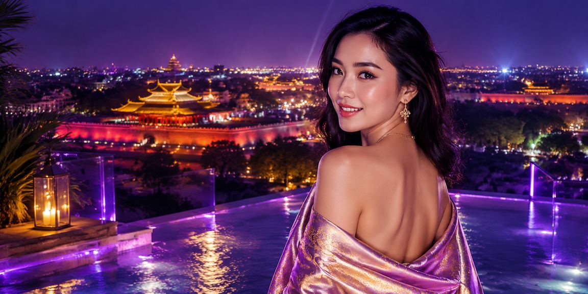 Khung cảnh Huế với trò chơi bài và ánh sáng neon buổi tối
